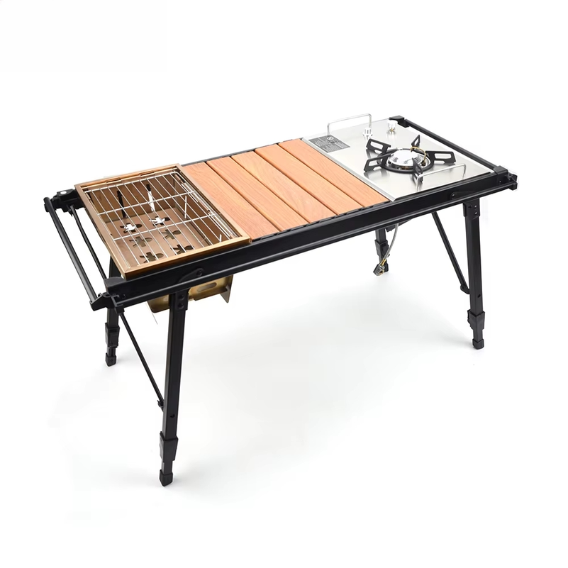 Camp Grill Portable Folding - Camping Folding Removable IGT Wood Table