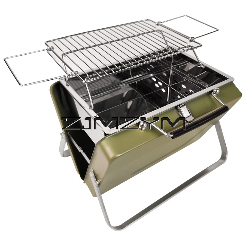 Camping Cooking Range - Foldable Barbecue Grill Adjustable Height Meshes