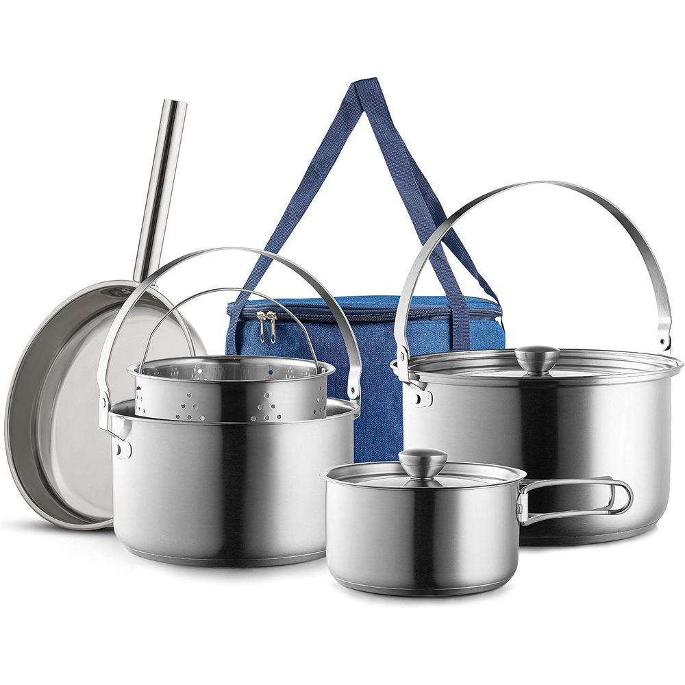Camping Cookware Set 304 Stain - đánh giá và giá Camping Cooking Open Fire