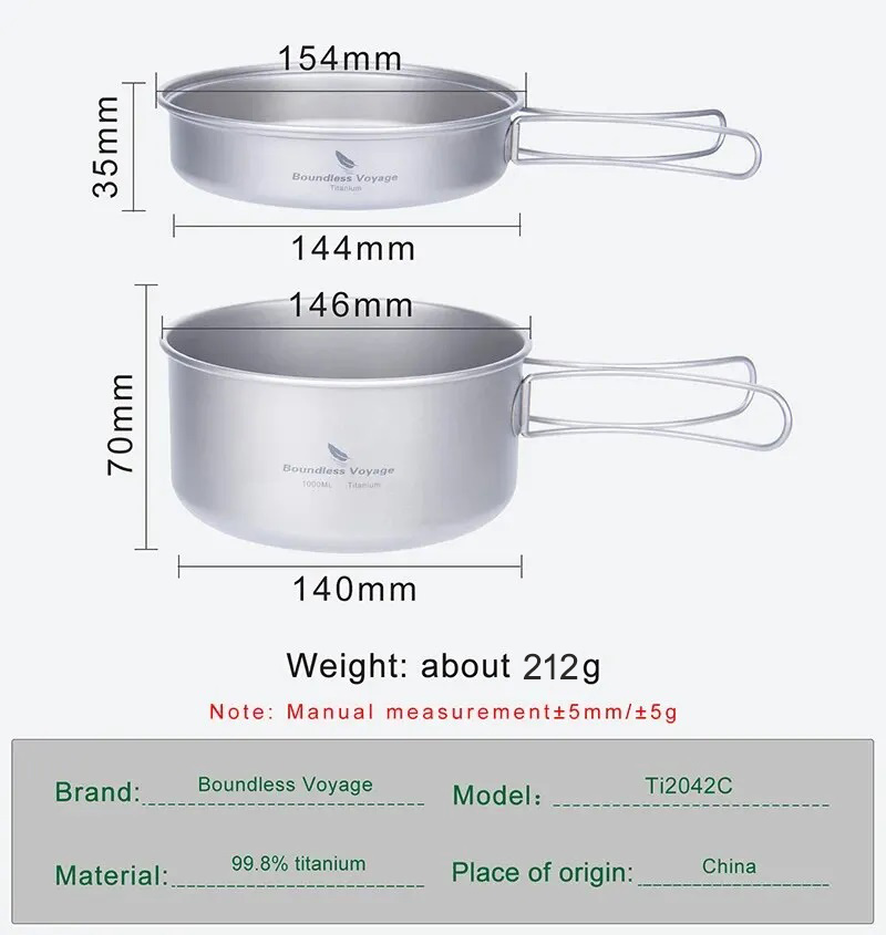 Boundless Voyage Titanium Pot  - đánh giá và giá Camping Cooking Set Compact