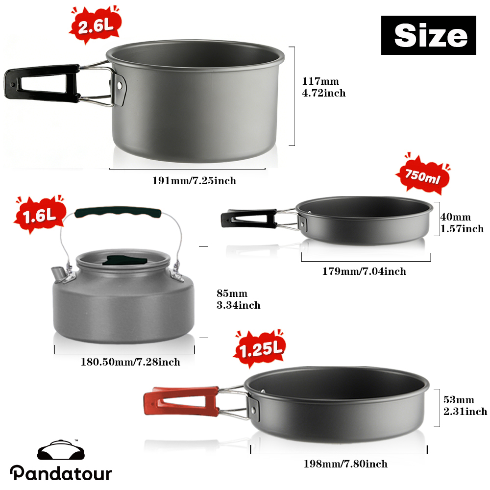 Pandatour Camping Cooking Alum - đánh giá và giá Camping Cooking Set 2 Person