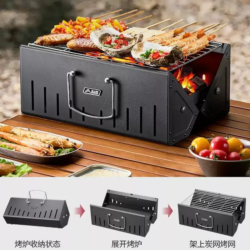 Portable Folding Wood Charcoal - đánh giá và giá Camp Grill Portable Folding