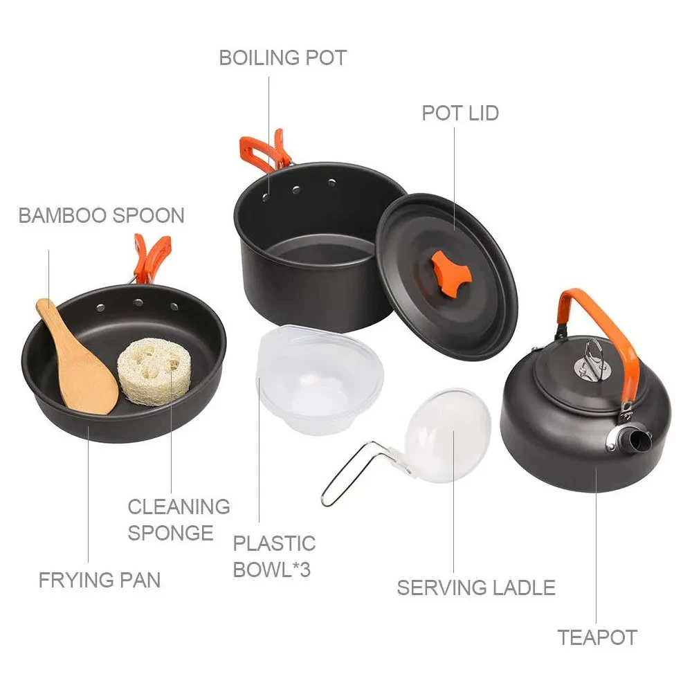 Camping Cookware Kit Outdoor C - đánh giá và giá Camping Cooking Set 2 Person