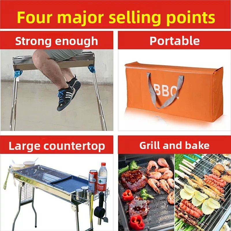 Large Folding Charcoal Barbecu - đánh giá và giá Camp Grill Portable Folding