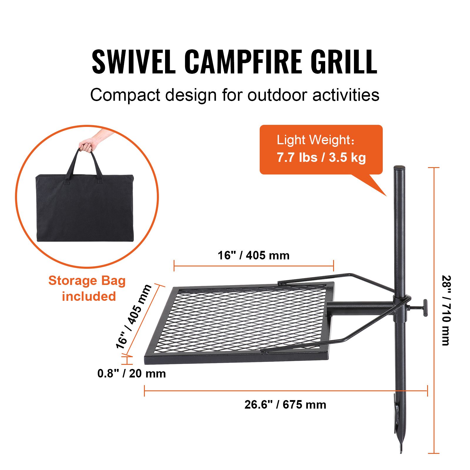 Swivel Campfire Grill, Fire Pi - đánh giá và giá Camping Cooking Open Fire