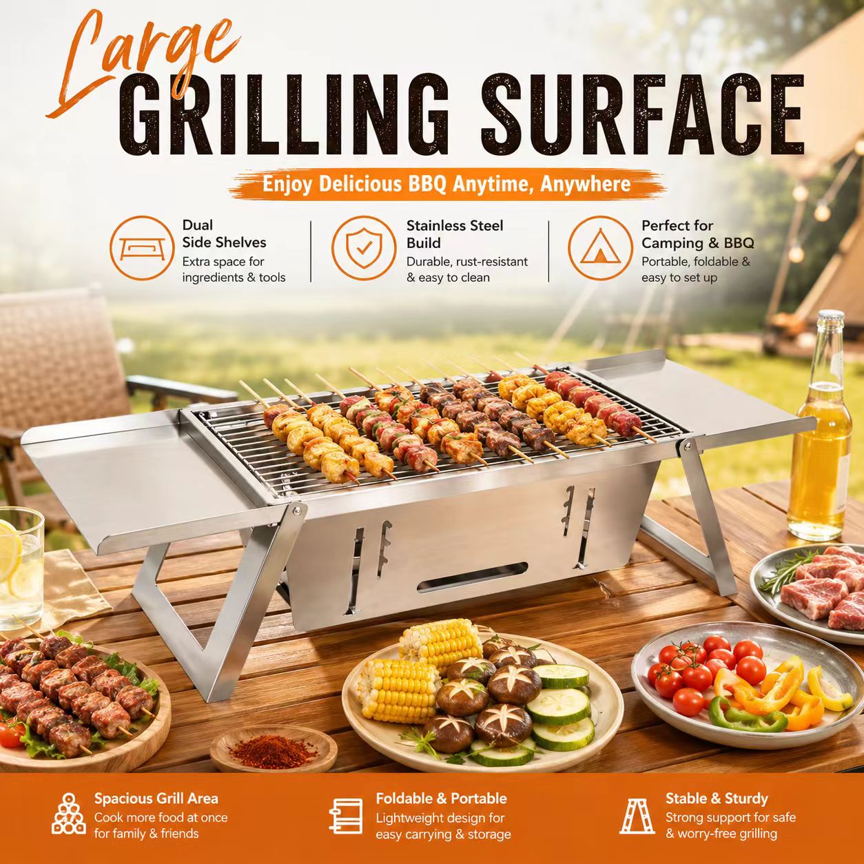Foldable Stainless Steel Charc - đánh giá và giá Camp Grill Portable Folding