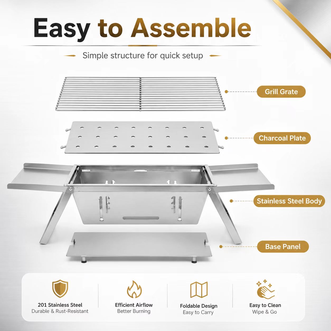 Foldable Stainless Steel Charc - đánh giá và giá Camp Grill Portable Folding